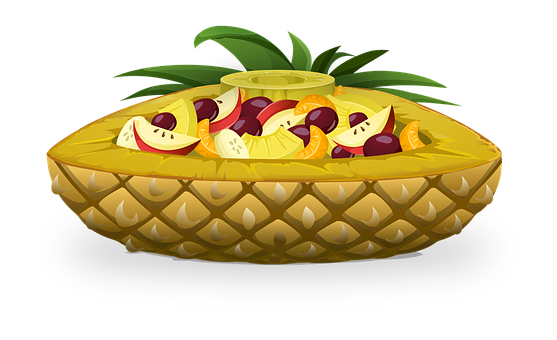Pineapple Fruit Bowl Illustration PNG