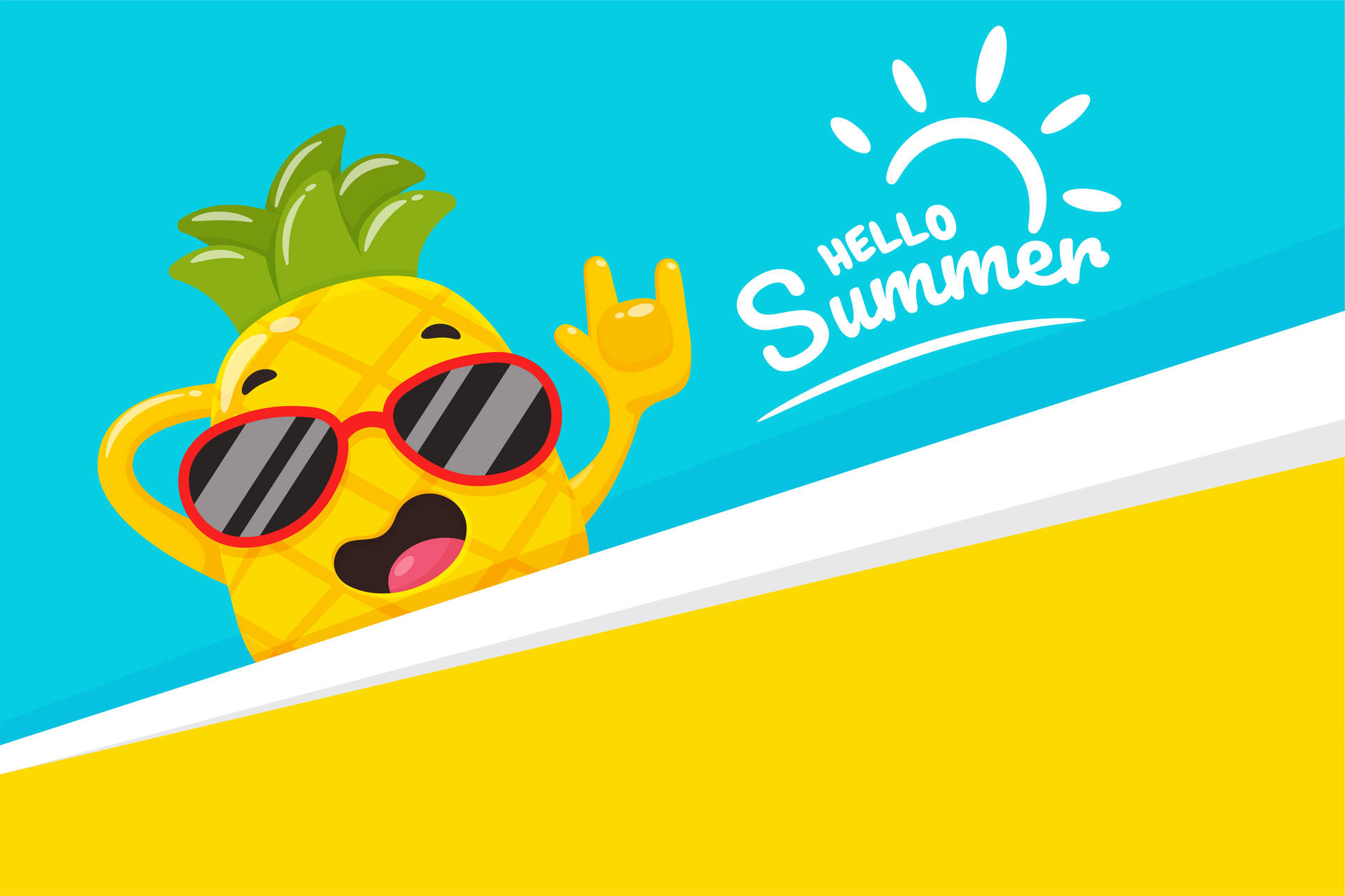 Pineapple Hello Summer Desktop Art Wallpaper