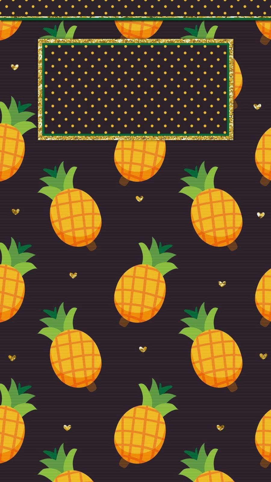 Pineapples On Black Background Wallpaper