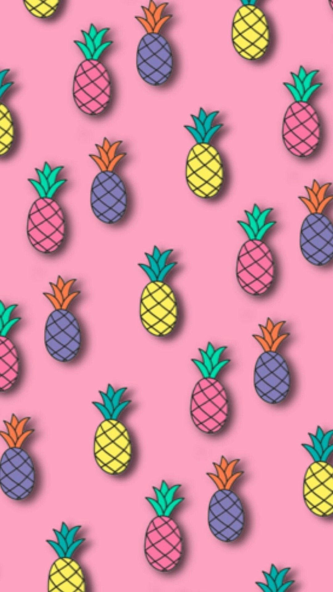 Ananas på pink baggrund Wallpaper