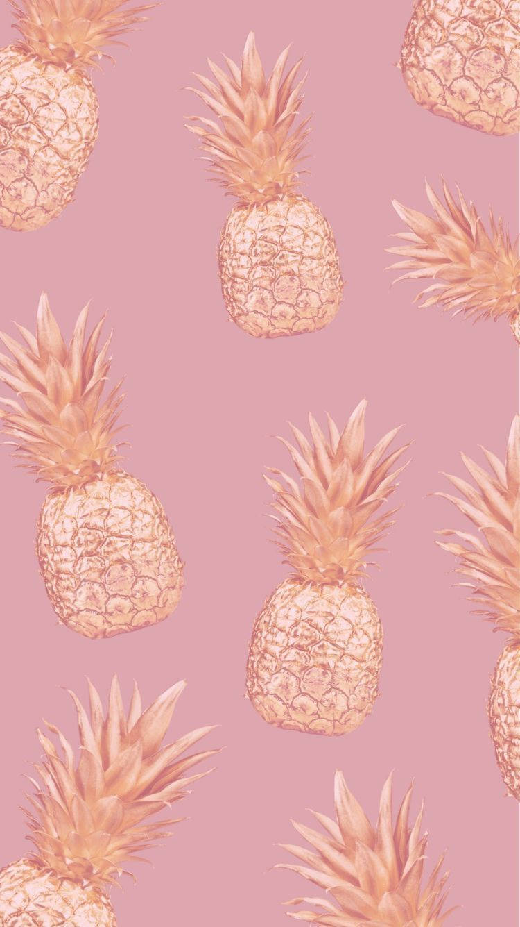 Pineapples On A Pink Background Wallpaper