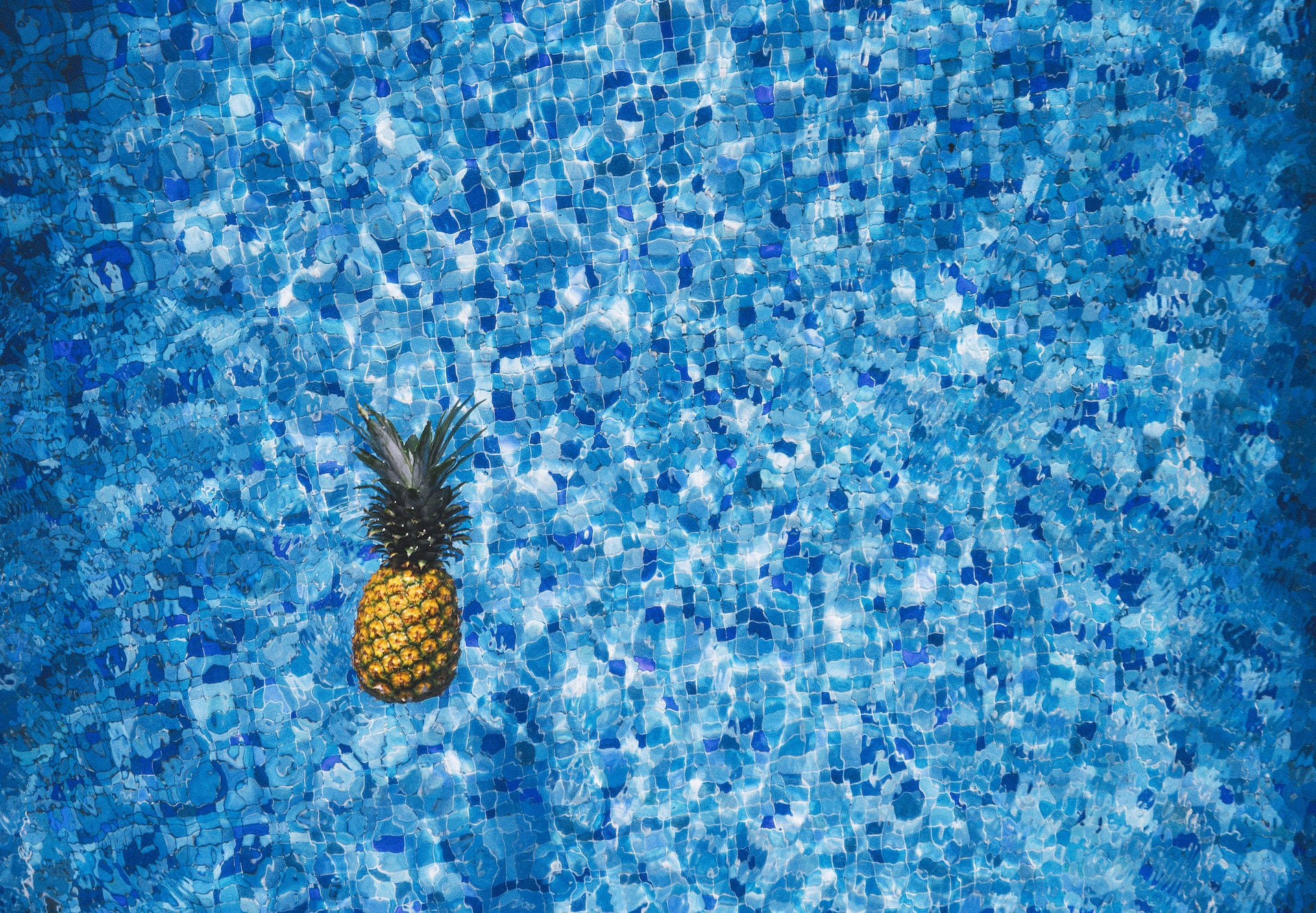 Ananas på Vand Blå Farve HD Tapet Wallpaper