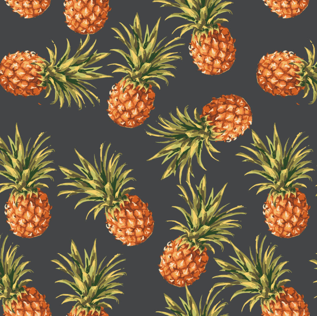 Ananas Maleri Sort Wallpaper