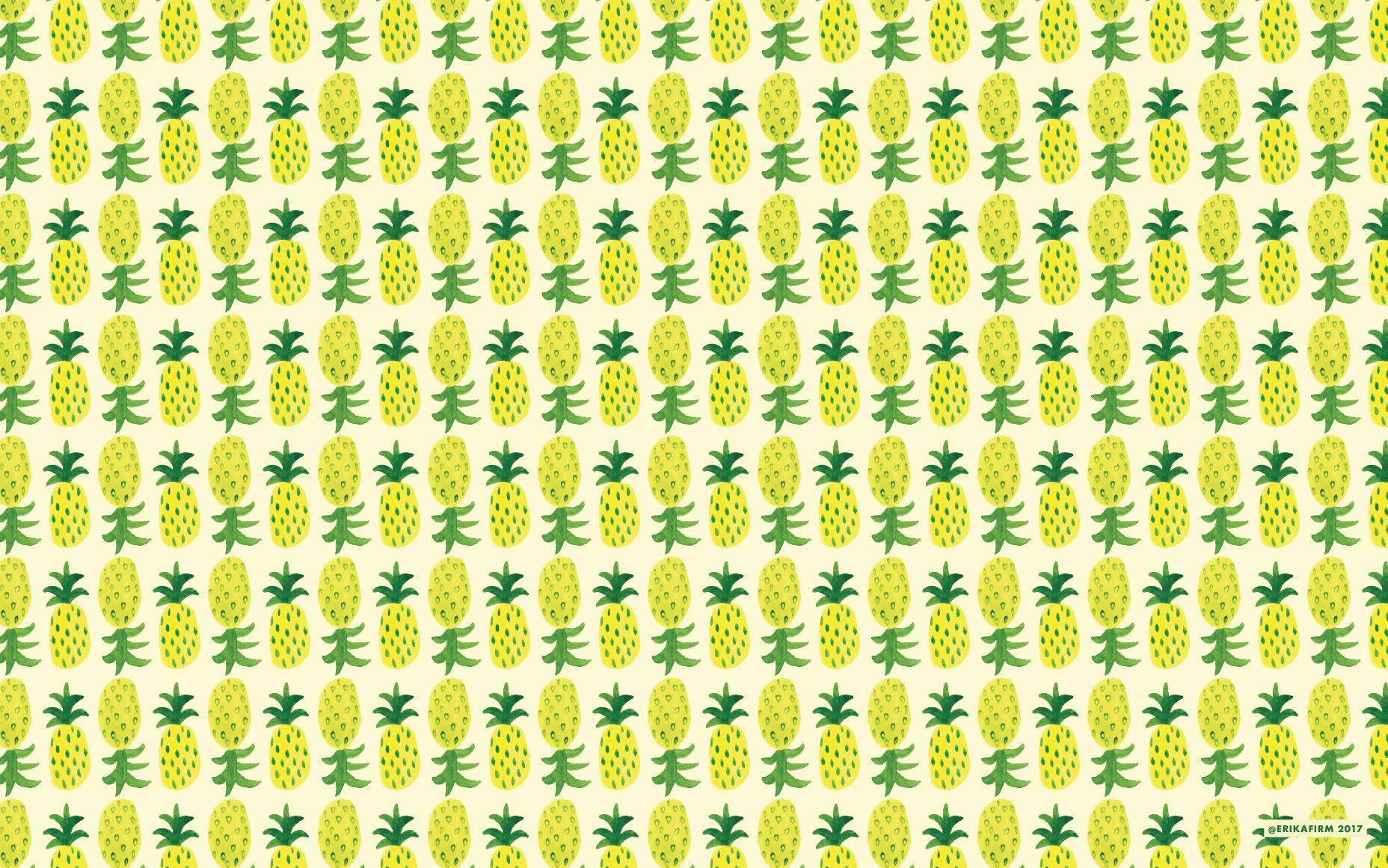 Delicious pineapple pattern with bright colors Wallpaper