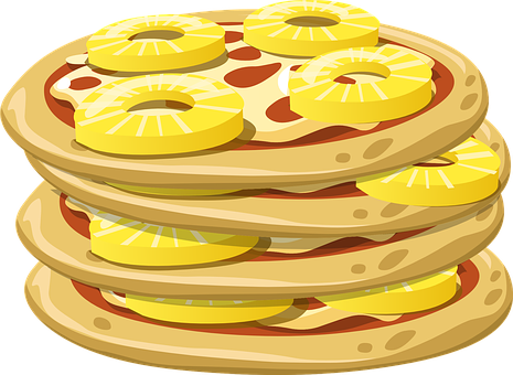 Pineapple Pepperoni Pizza Stack Illustration PNG