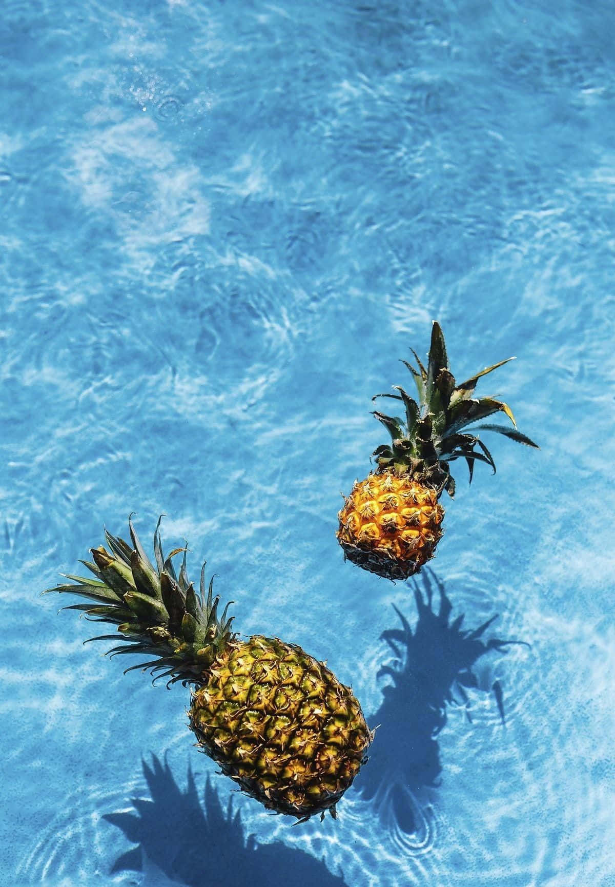 Ananassen Drijvend In Zwembad Zomer Vibes Achtergrond