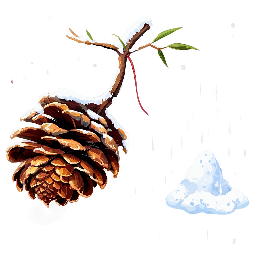 Pinecone In Snow Scene Png 06132024 PNG