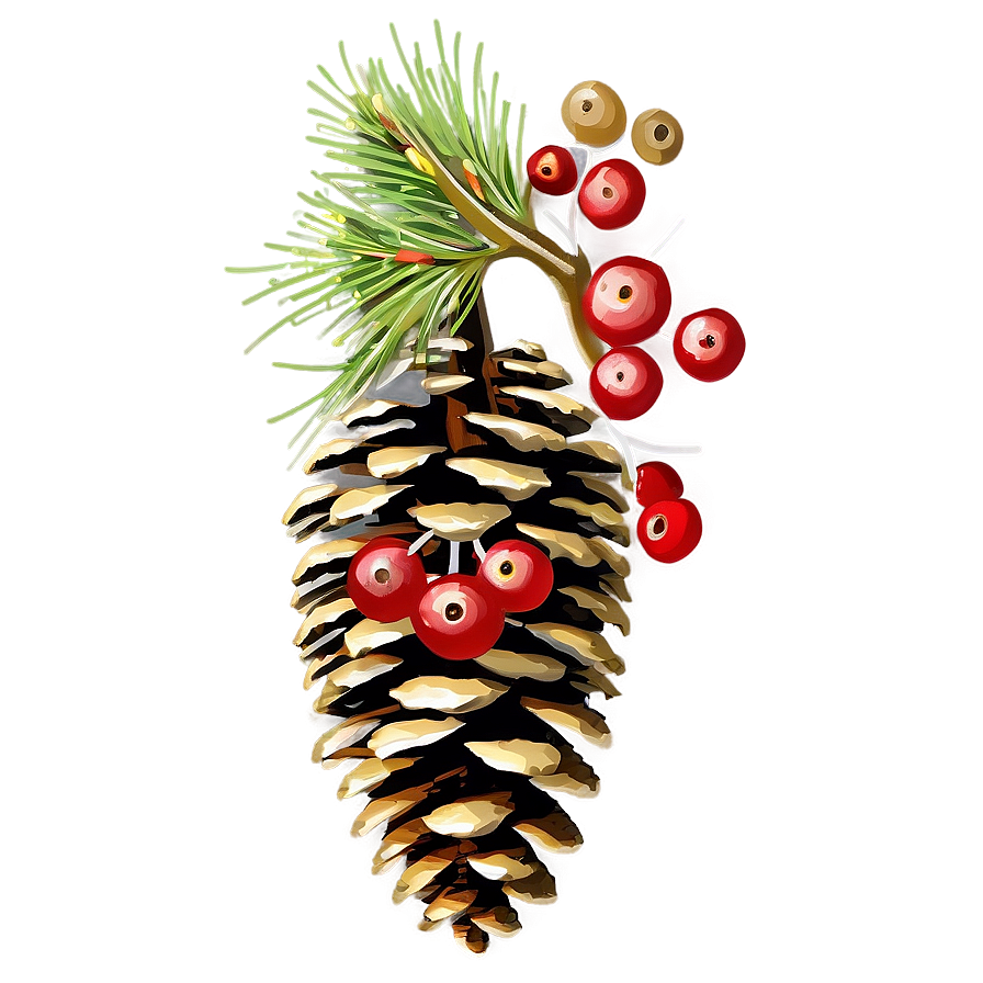 Pinecone With Berries Png Dfh PNG