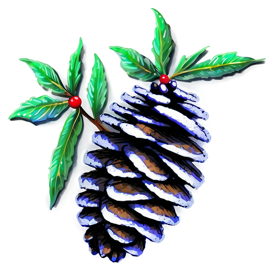 Pinecone With Holly Leaves Png 96 PNG