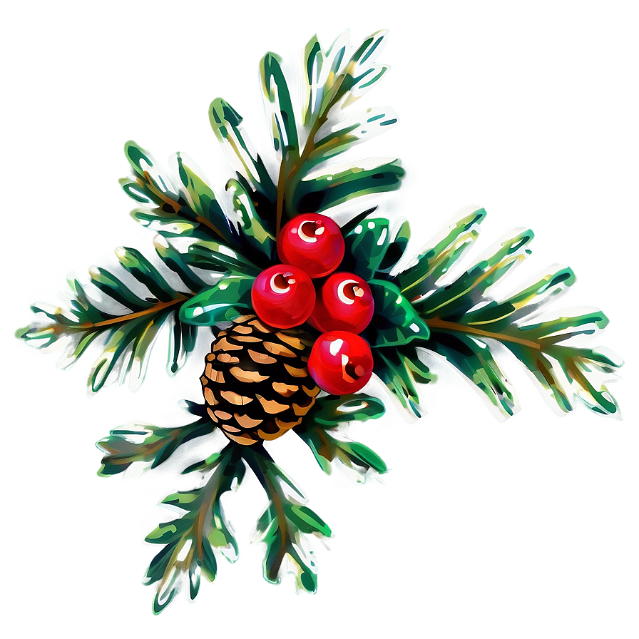 Pinecone With Holly Leaves Png Xkc3 PNG