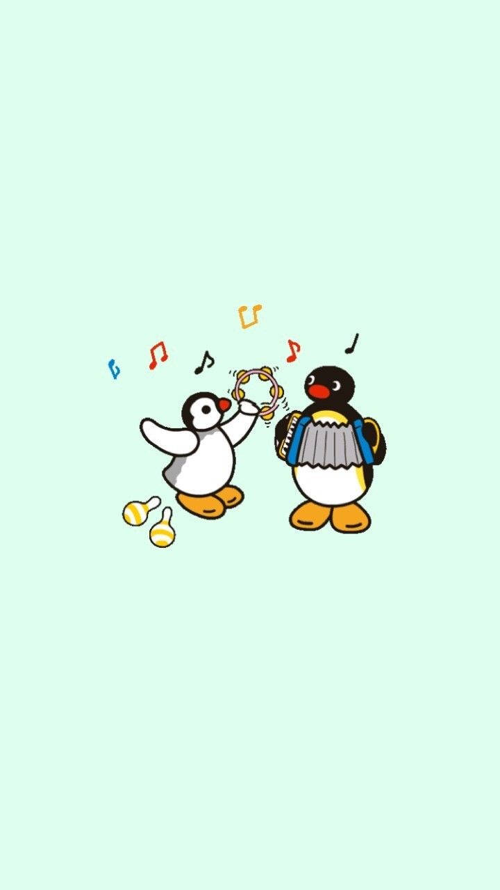 Pingu And Pinga Playing Music Wallpaper