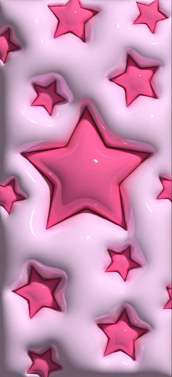 Pink_3 D_ Star_ Pattern Wallpaper