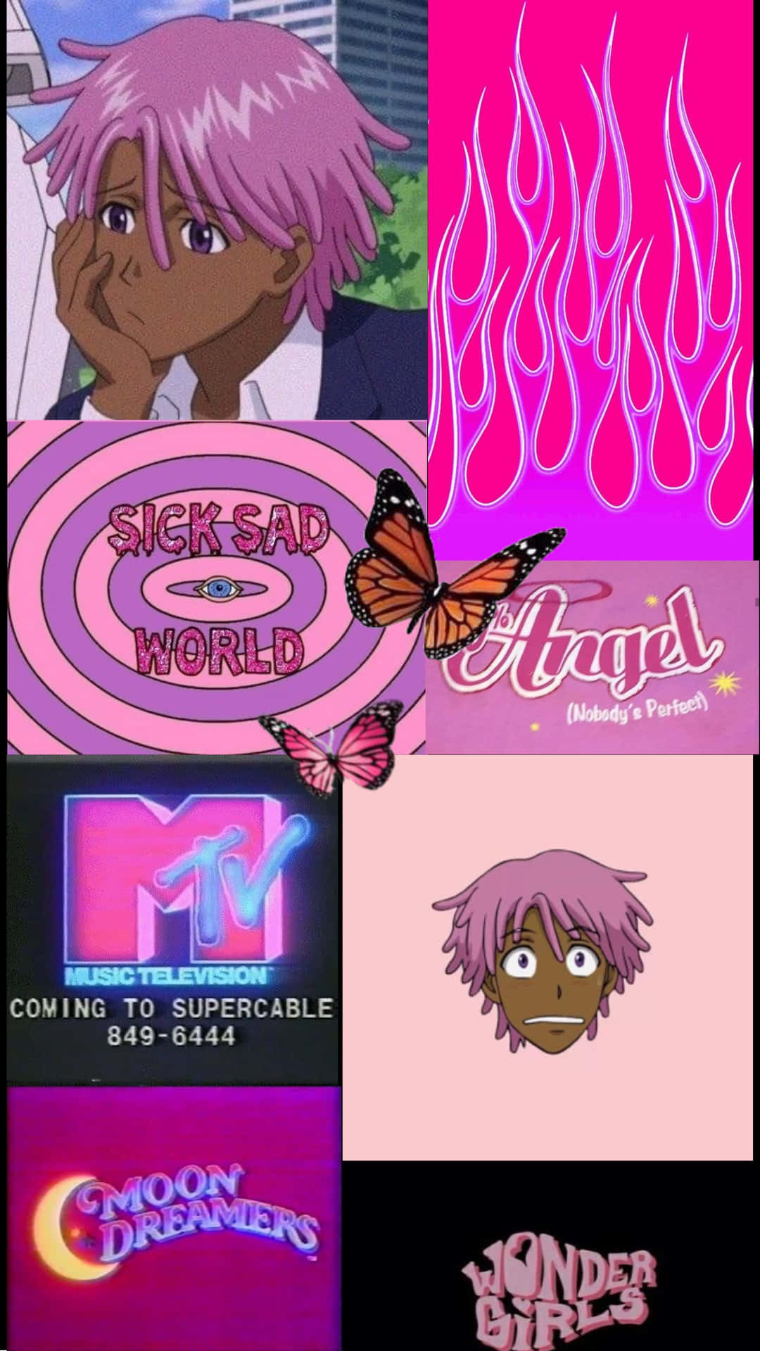 Pink 90s Aesthetic Collage Wallpaper