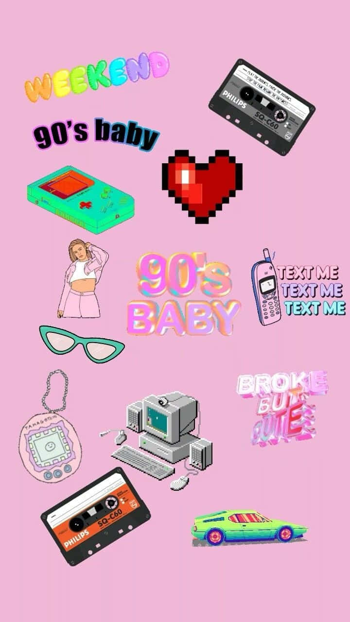A Throwback to the 90s with a Trendy Pink Aesthetic Wallpaper
