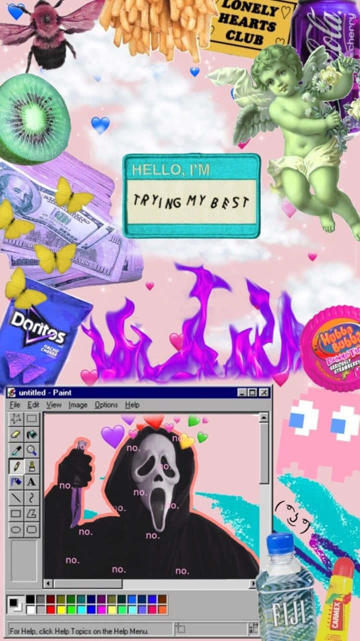Einbild Eines Computerbildschirms Mit Verschiedenen Gegenständen Wallpaper
