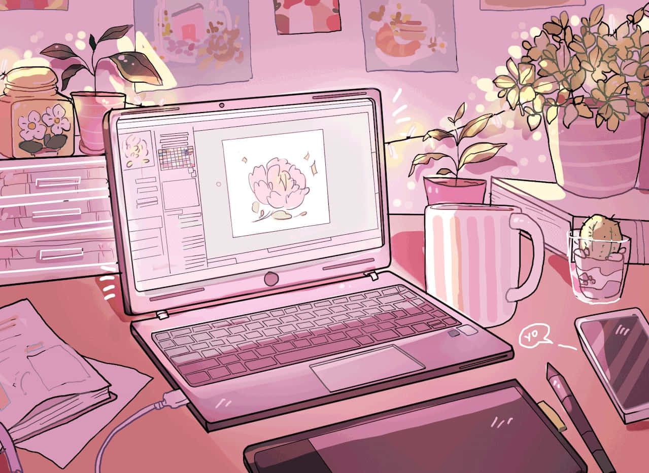 Retro Vibes: Step Into the 90s With This Pretty Pink Aesthetic Wallpaper