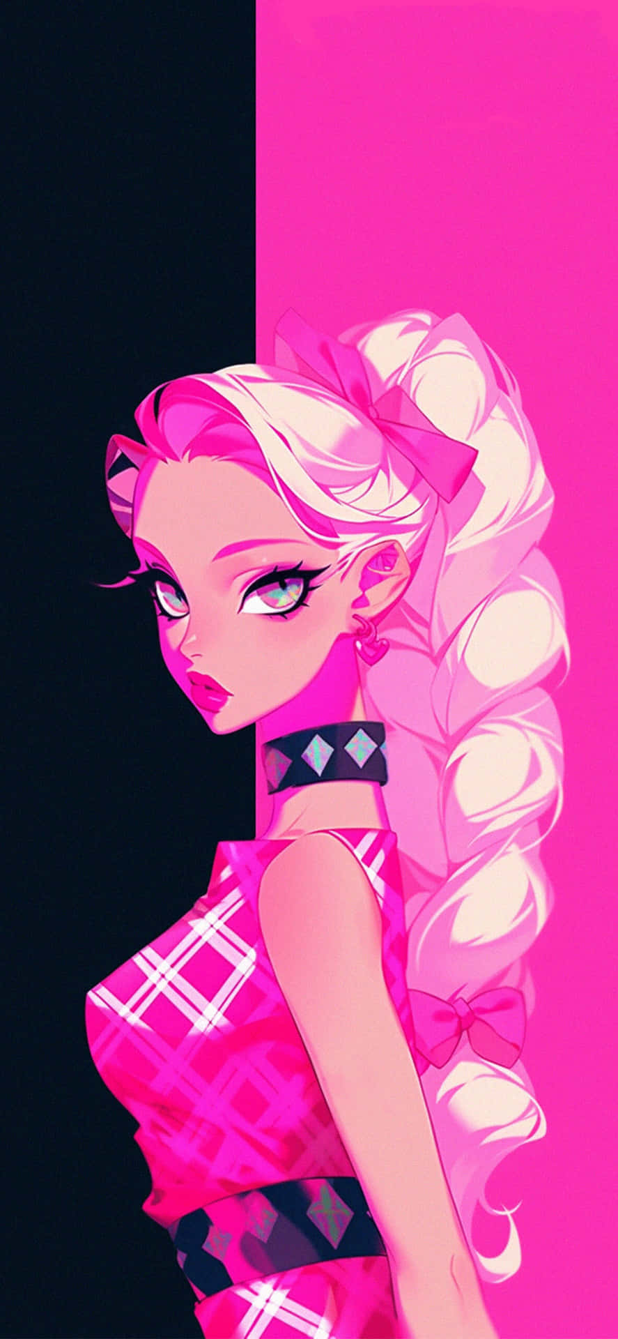 Pink Aesthetic Anime Girl Illustration Wallpaper