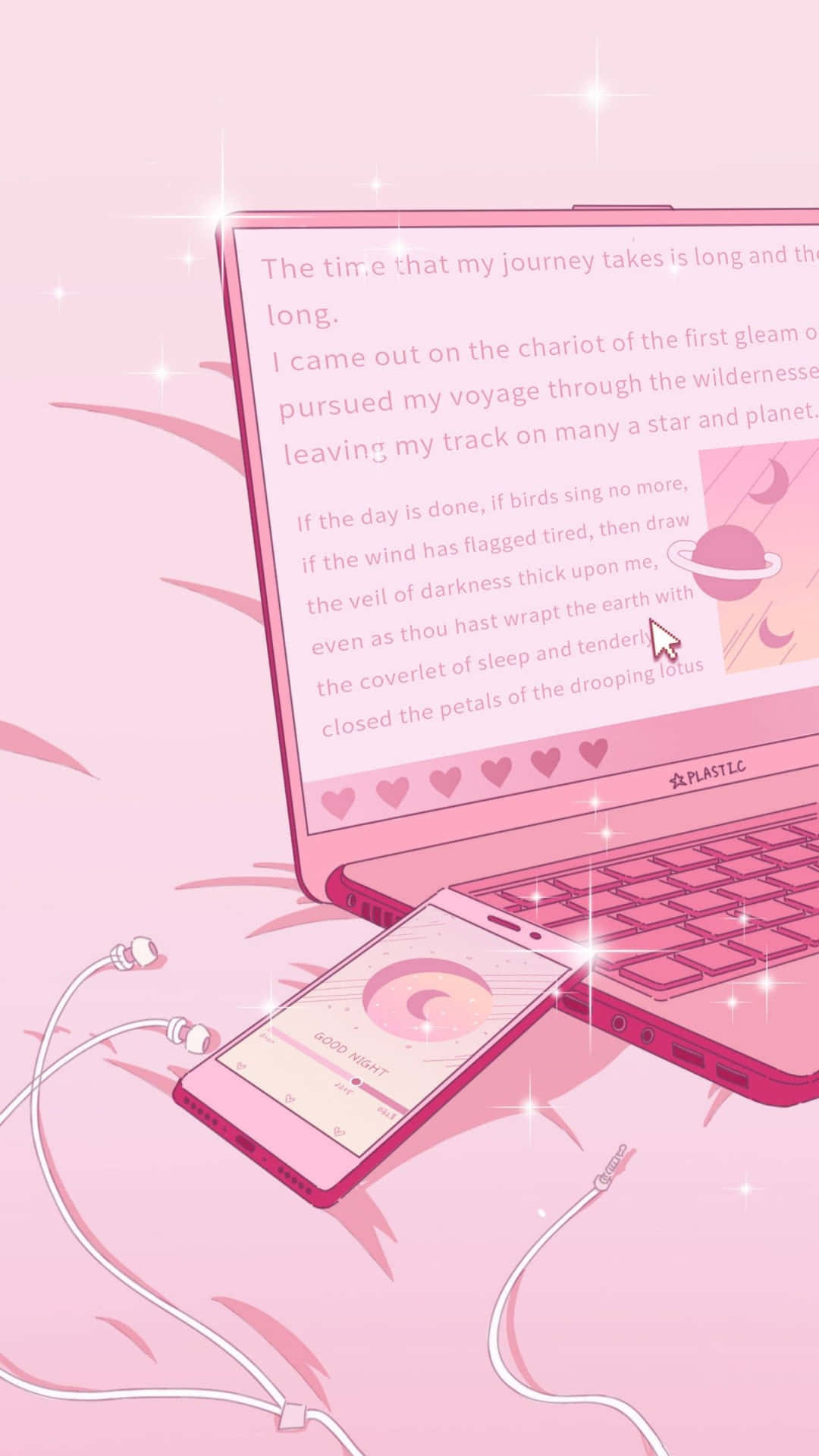 Pink Aesthetic Anime Phone And Laptop Wallpaper