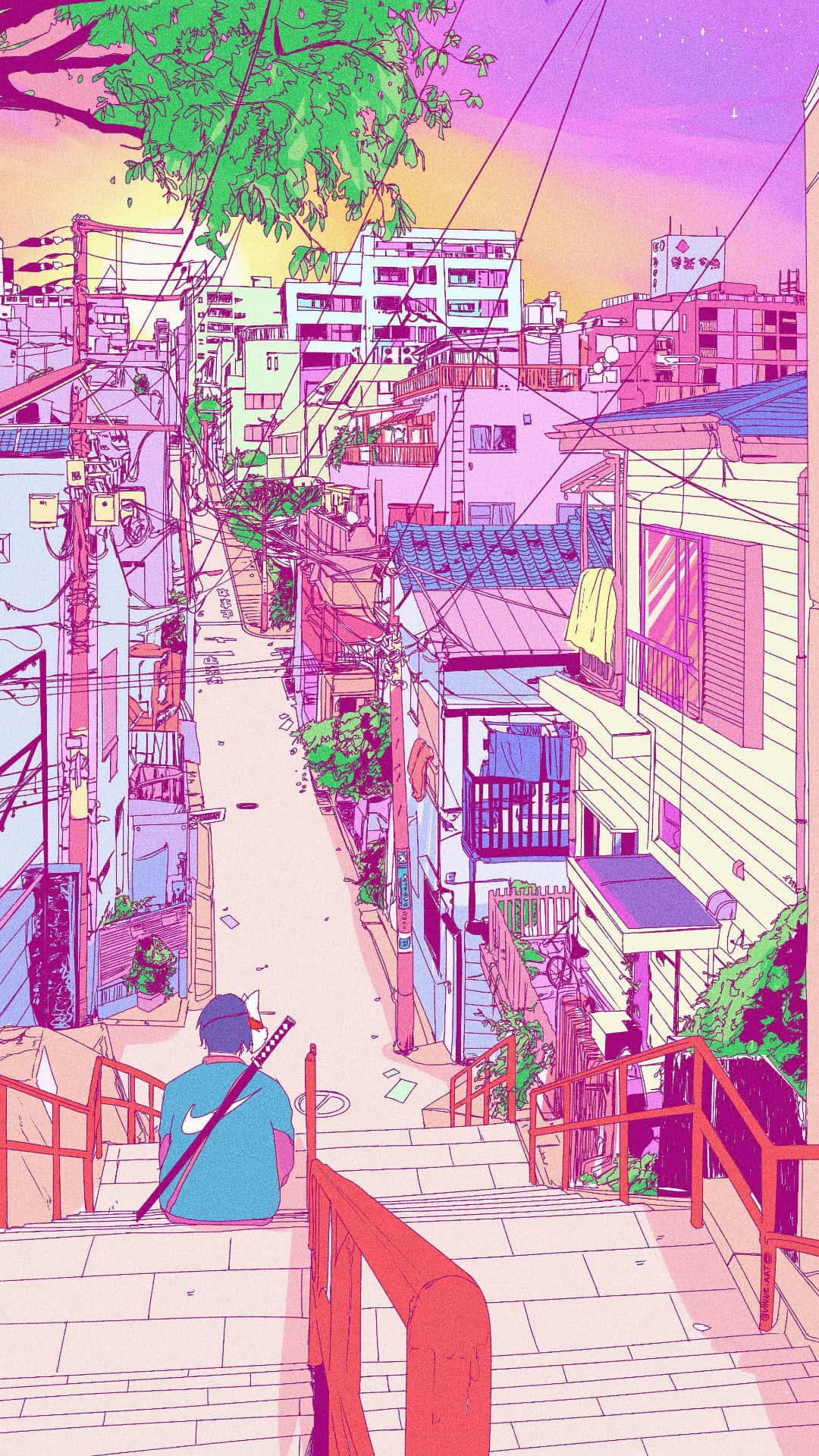 Pink Aesthetic Anime Phone Alley Wallpaper