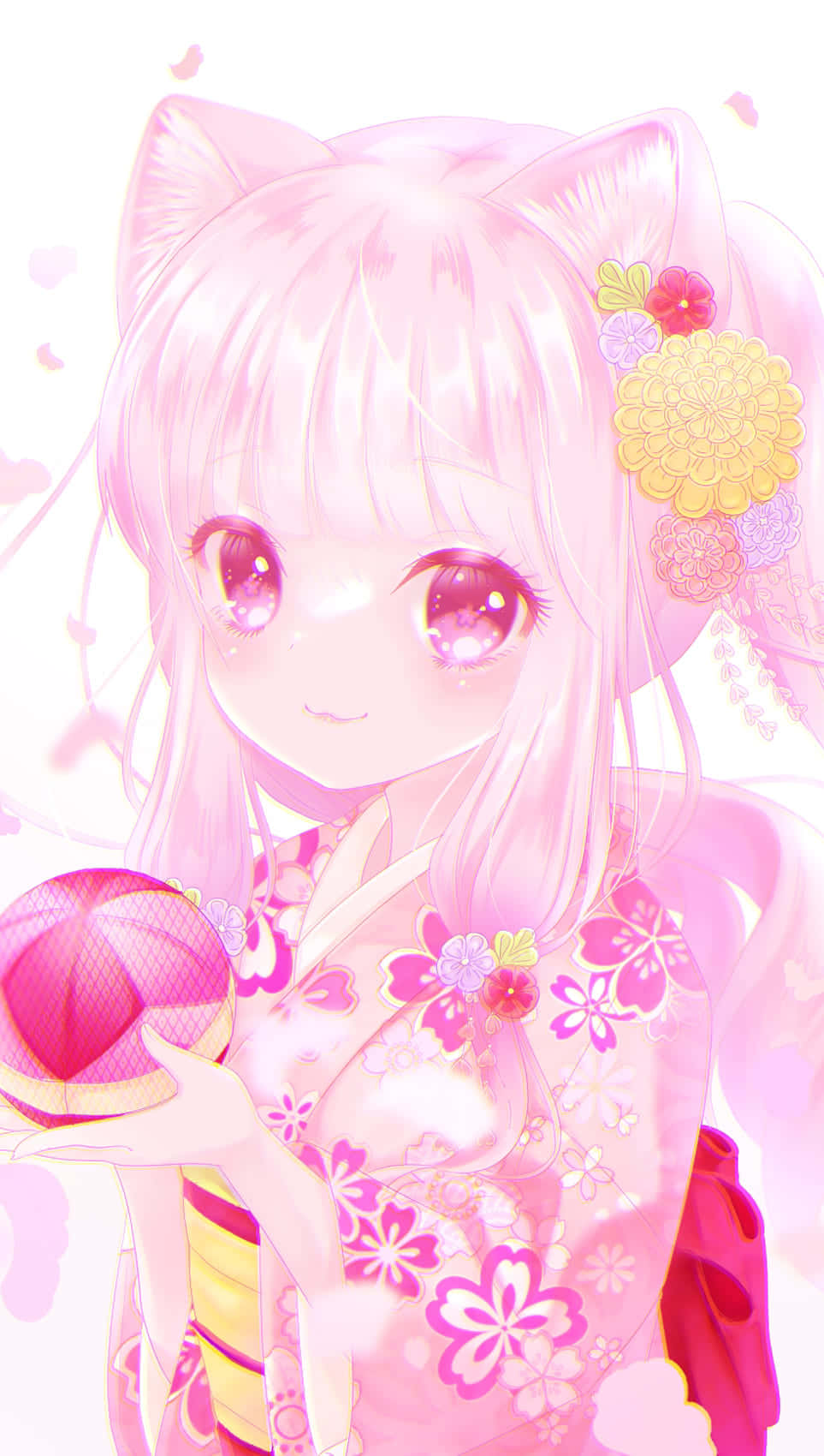 Pink Aesthetic Anime Phone Neko Girl Wallpaper