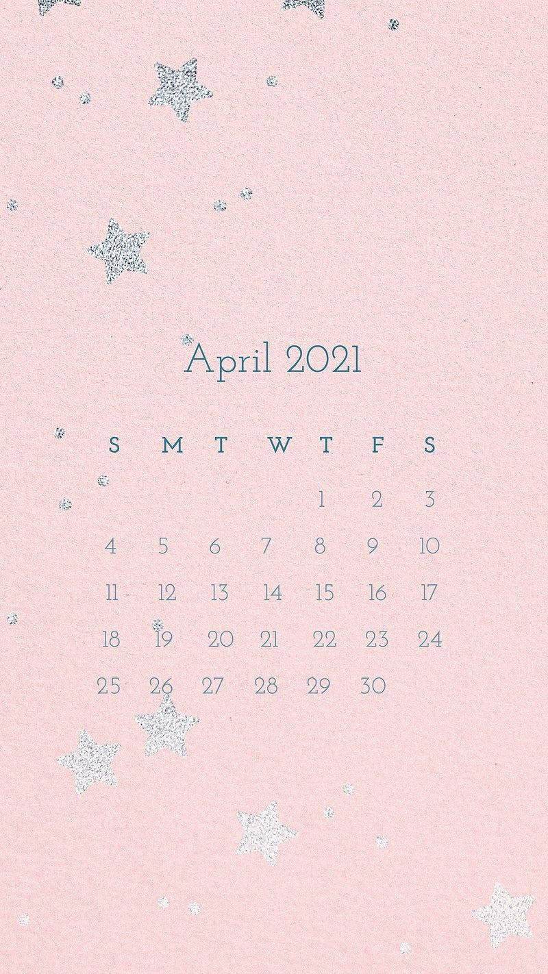 Pink Æstetisk April Kalender 2021 Wallpaper