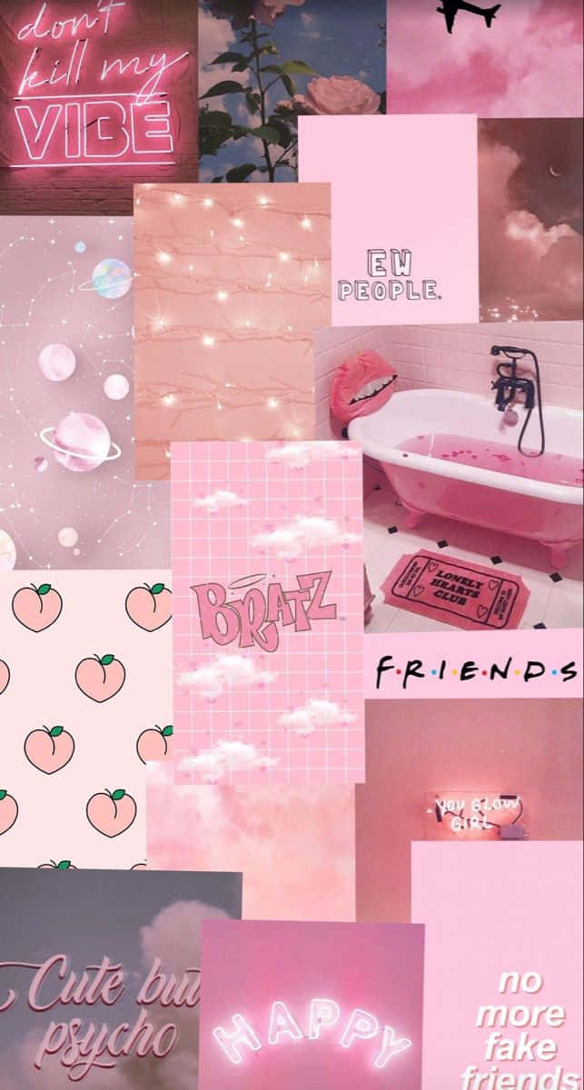 Download Pink Aesthetic Collage Bathtub And Peach Background ...