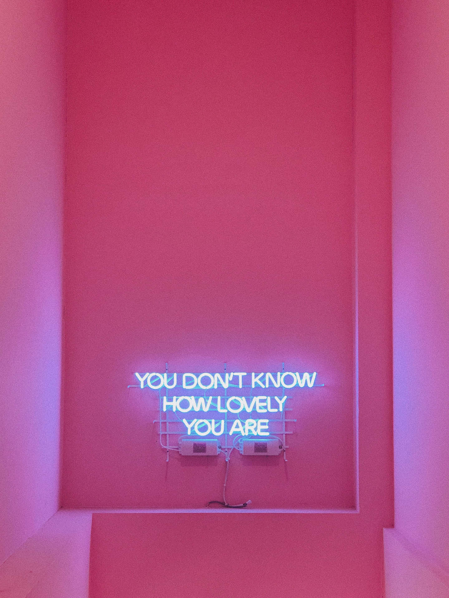 Neon Light Quote Pink Aesthetic Background