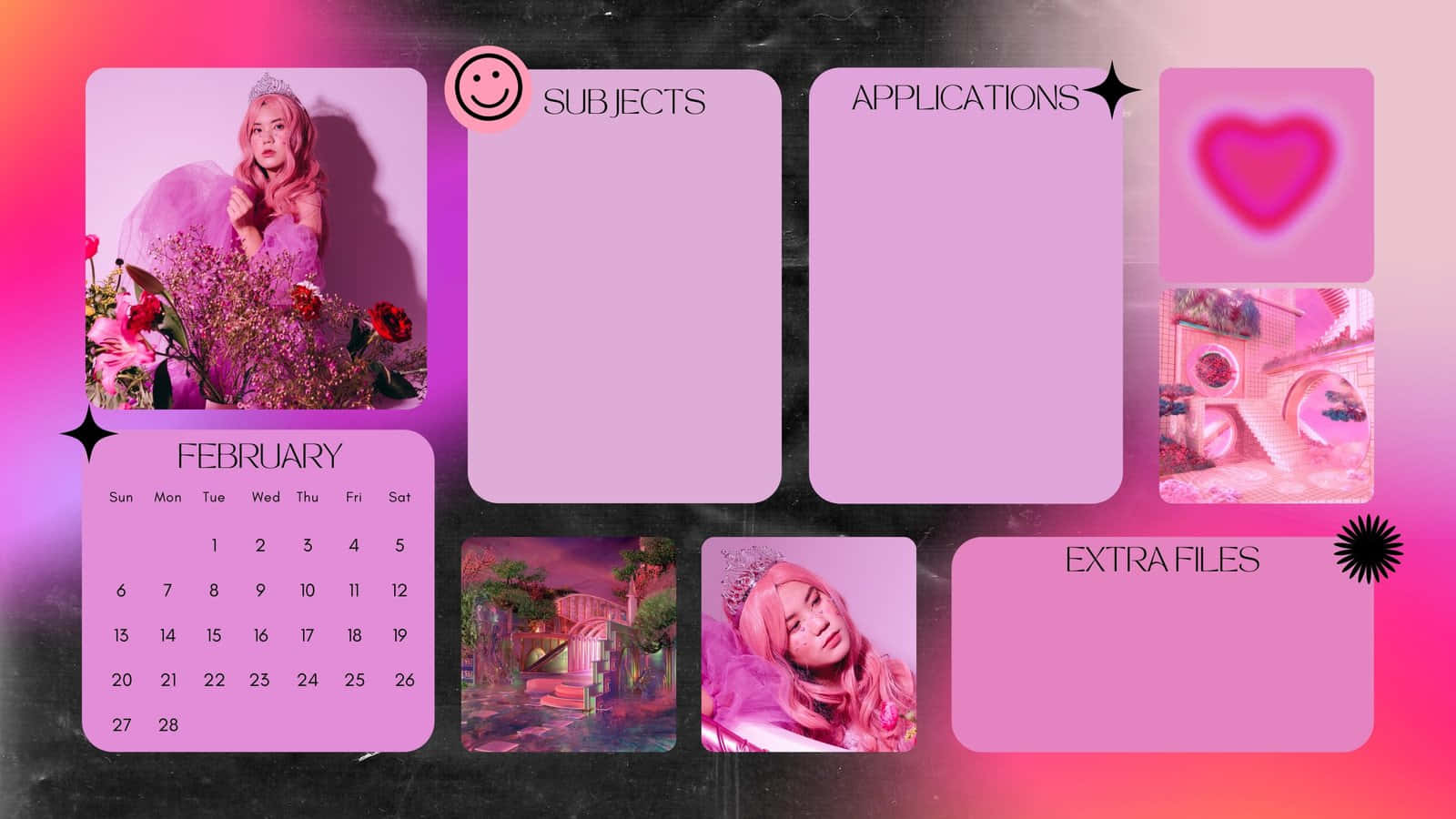 Organizer With Calendar Pink Aesthetic Background