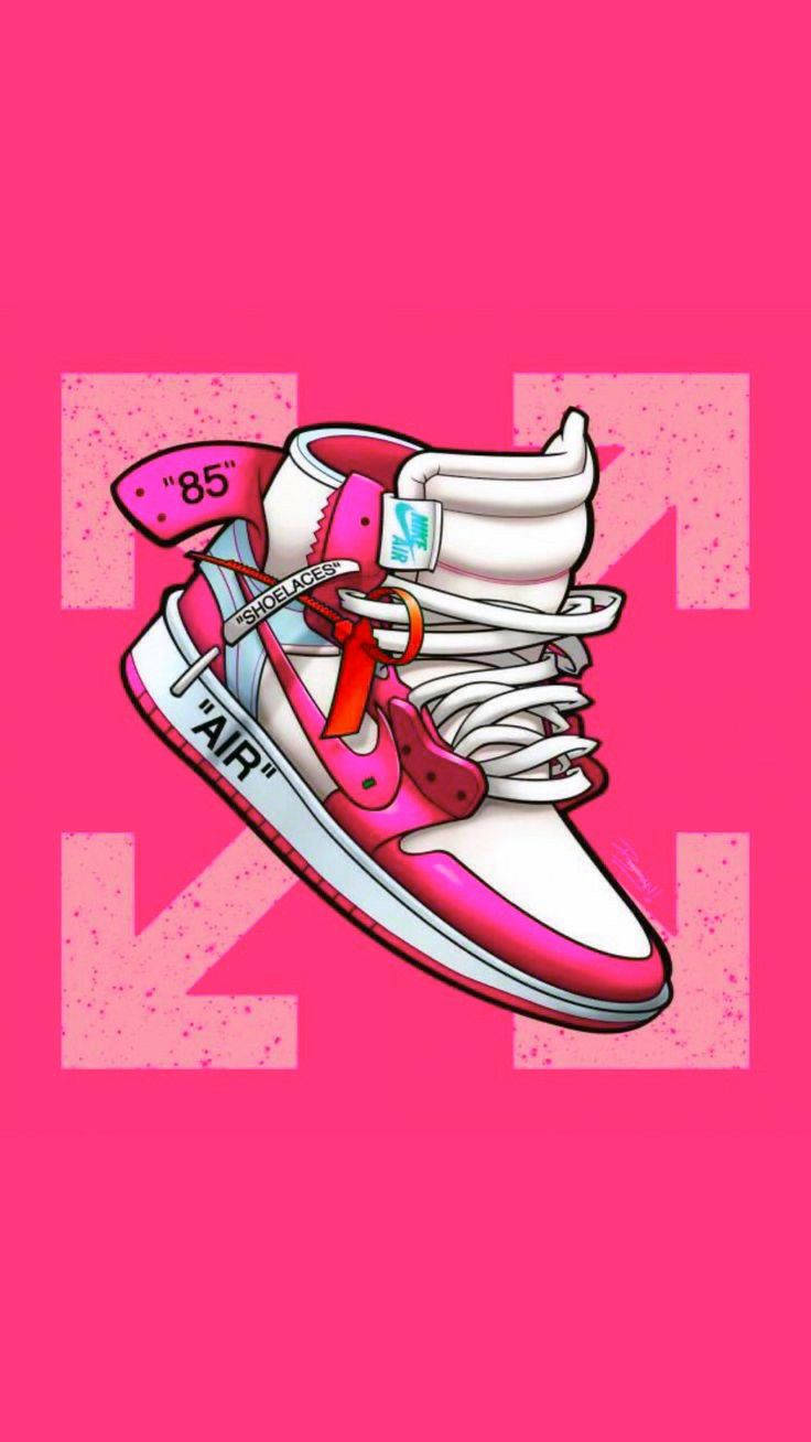 Pink Aesthetic Cartoon Nike Shoe Wallpaper
