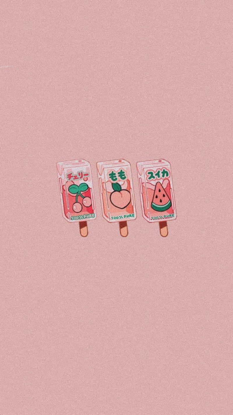 Pink Aesthetic Fruit Popsicles Wallpaper Wallpaper