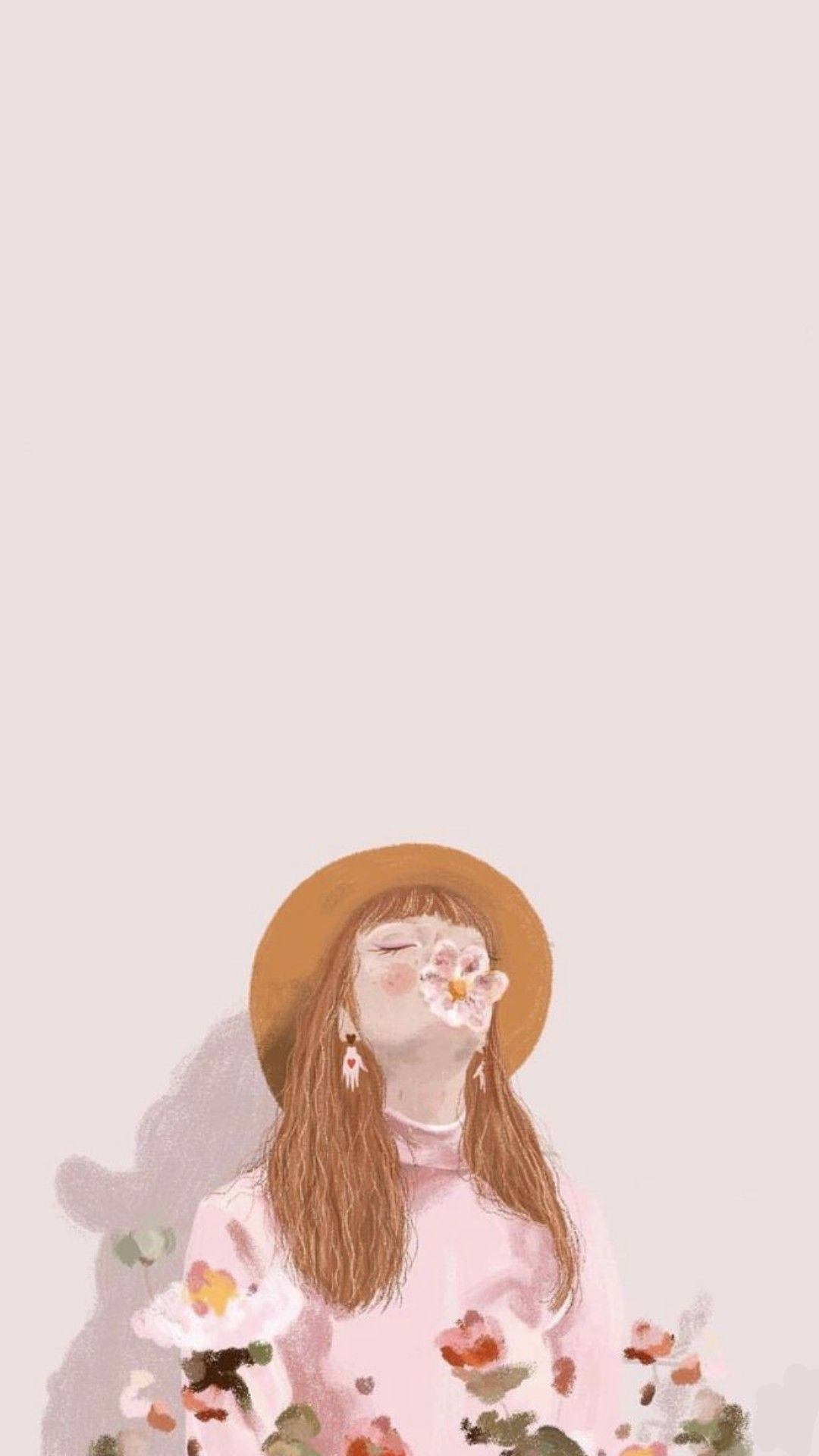Pink Aesthetic Girl Painting Background