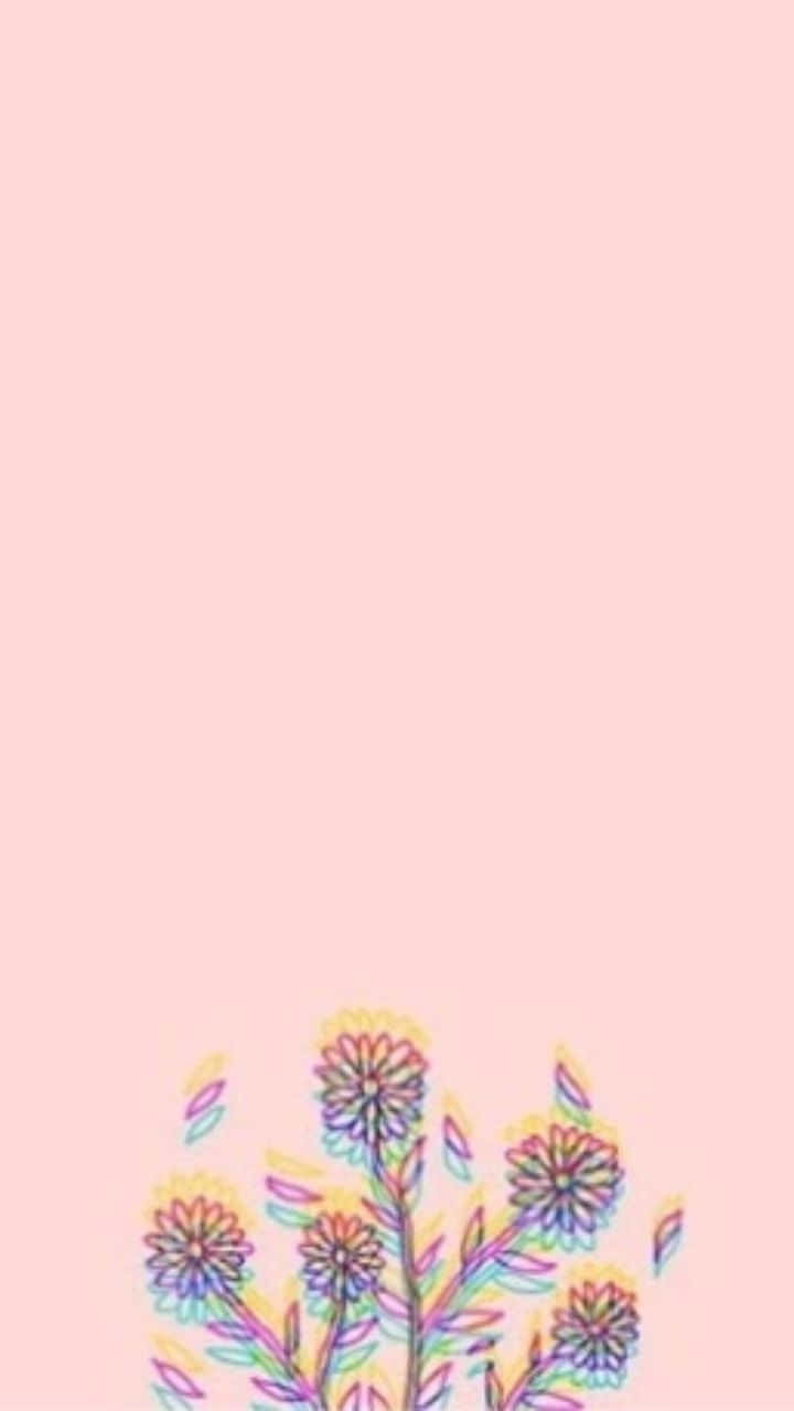 Minimalistischeblumenkunst - Rosa Ästhetik Für Das Iphone Wallpaper
