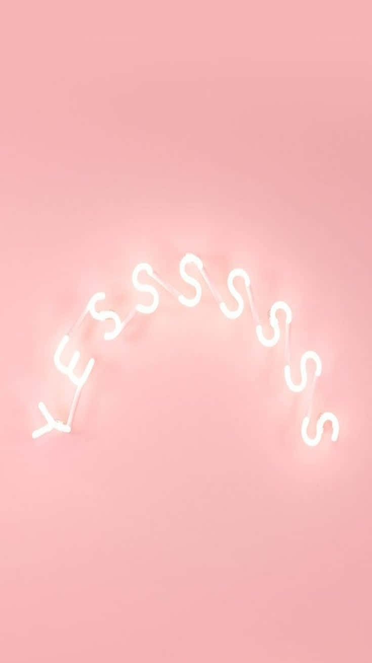 YES Word In Neon Pink Aesthetic iPhone Wallpaper