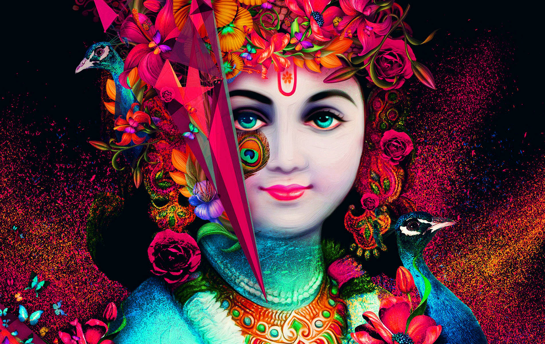 Krishna Estetico Rosa Sfondo
