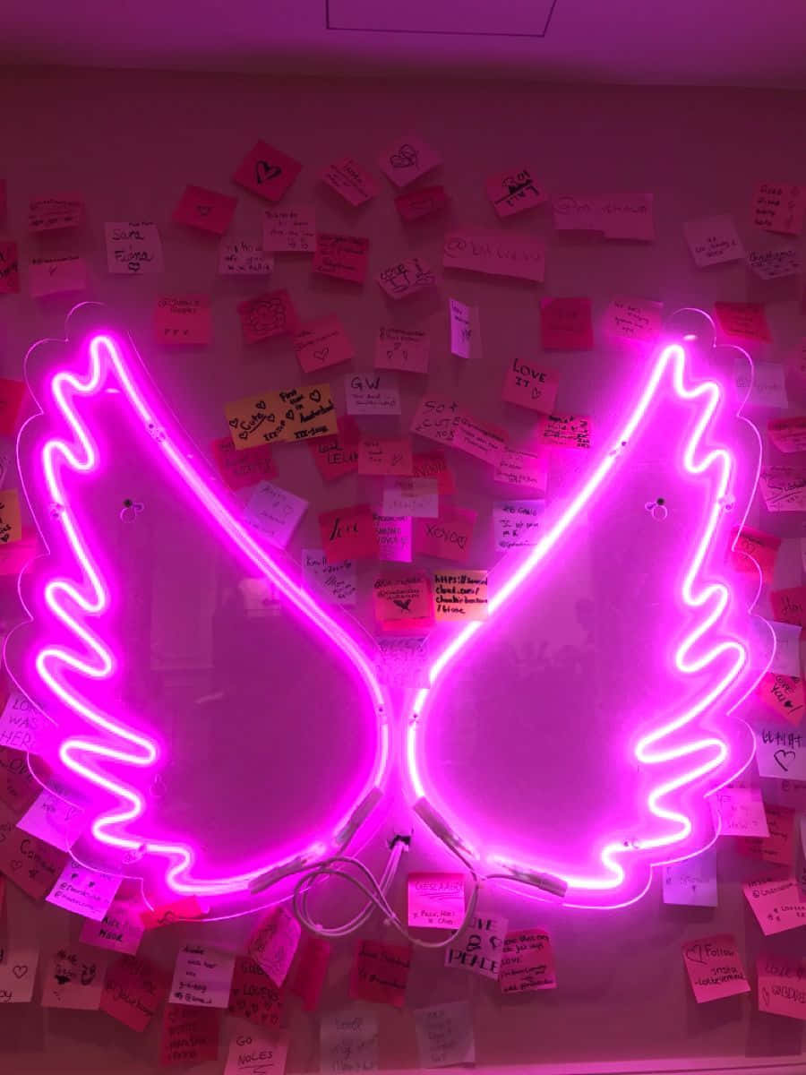 Download Pink Aesthetic Neon Wings Picture | Wallpapers.com