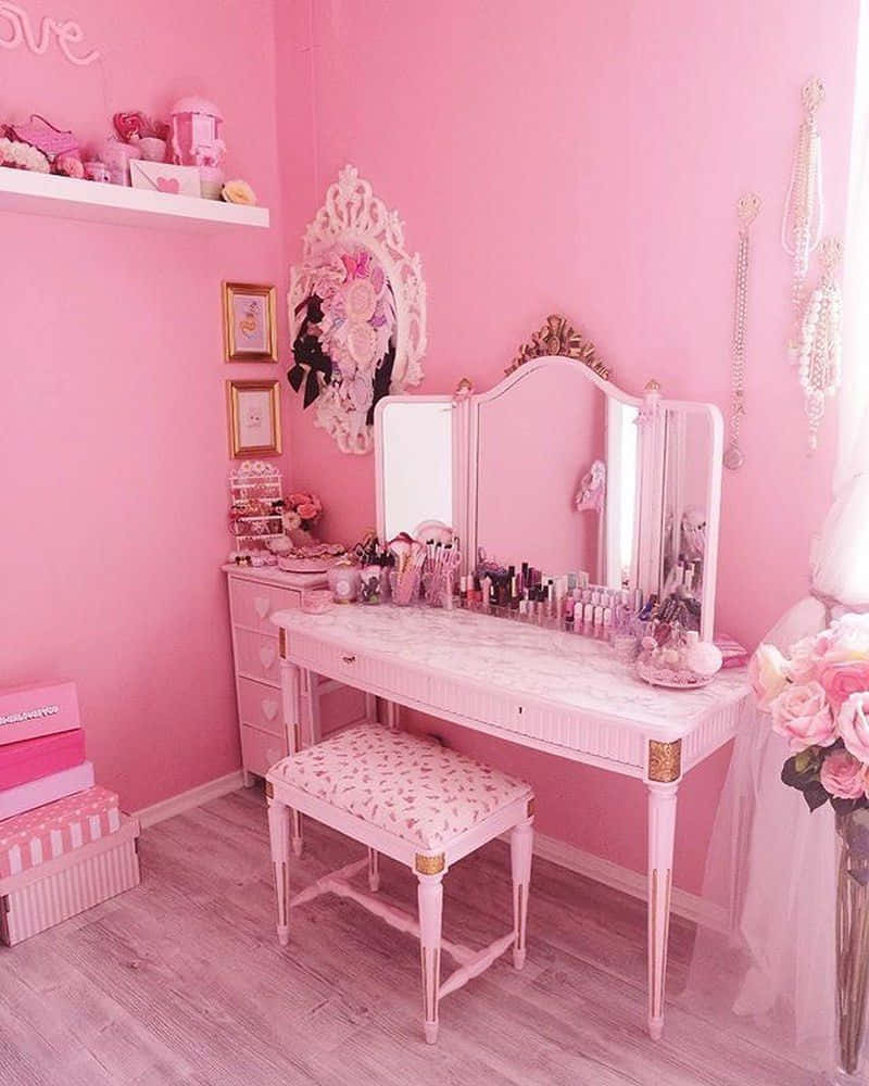 Ros Pink Aesthetic Girly Room Billede til dine enheder