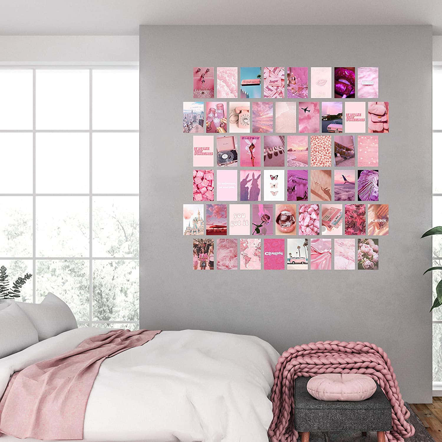 Lys pink æstetik på soveværelse væg billede