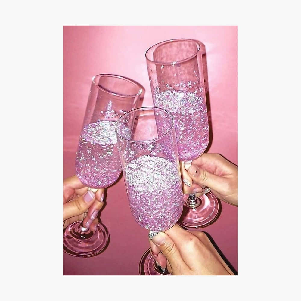 Pink Aesthetic Drinks With Glitter Picture