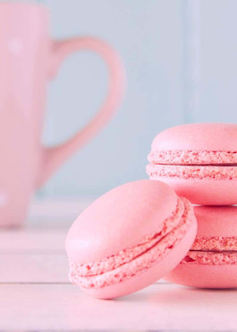 Pastel pink æstetisk macaron billede til dit skrivebord