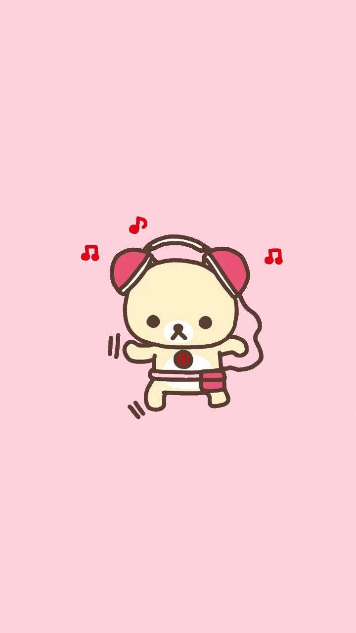 Pink Aesthetic Rilakkuma Cartoon Cute Music Wallpaper