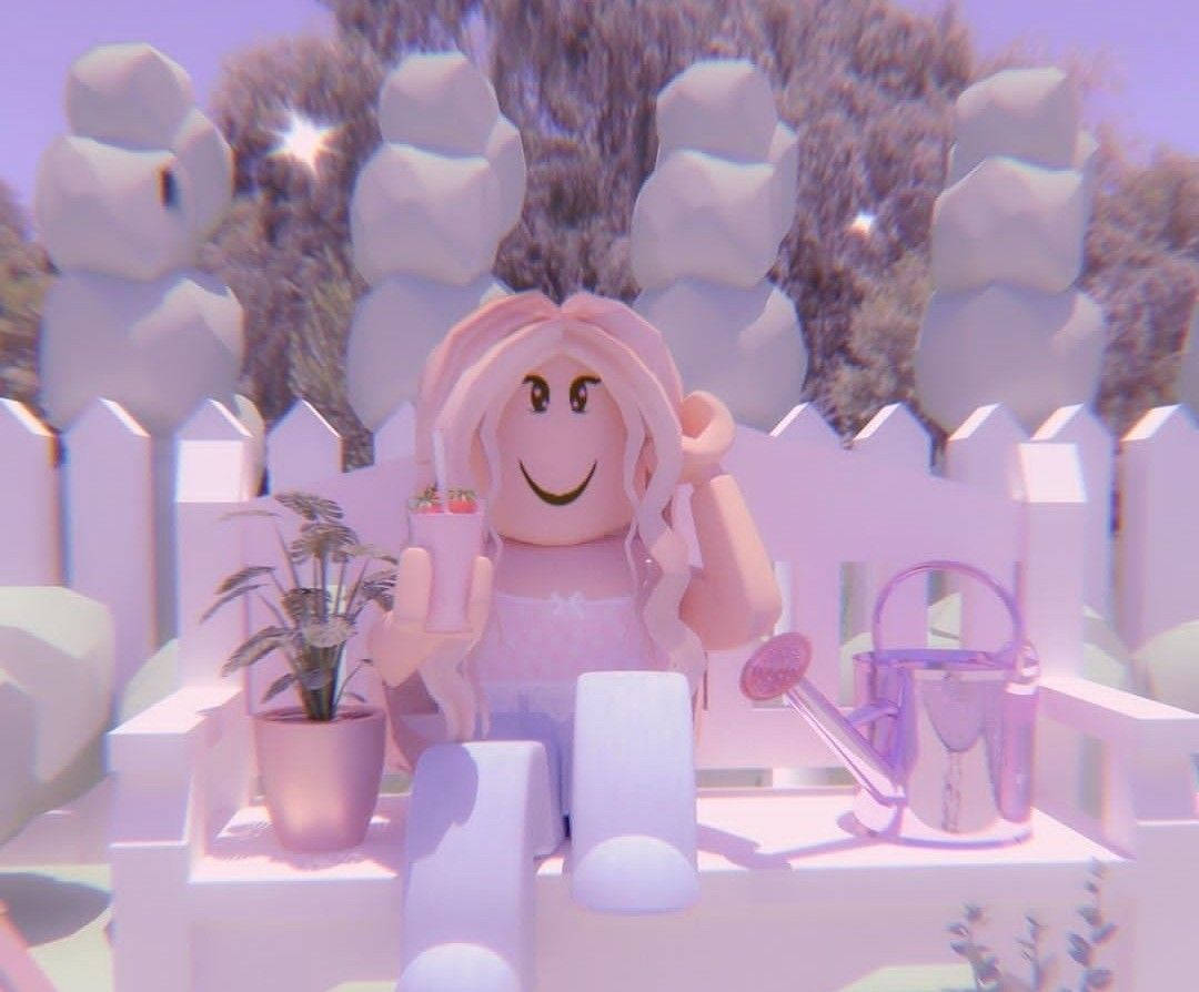 Pink Aesthetic Roblox Girl On A Bench