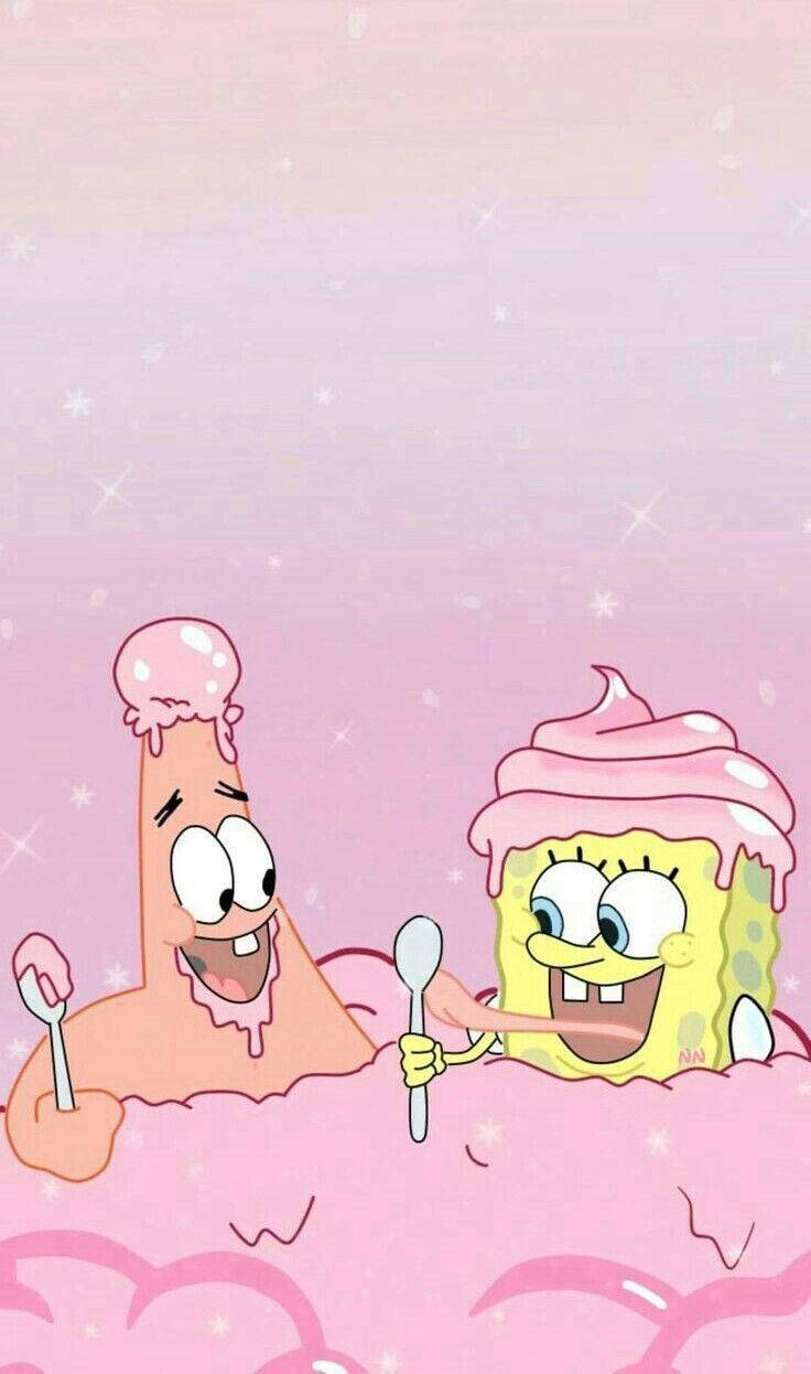 Pinkästhetische Spongebob Und Patrick Wallpaper