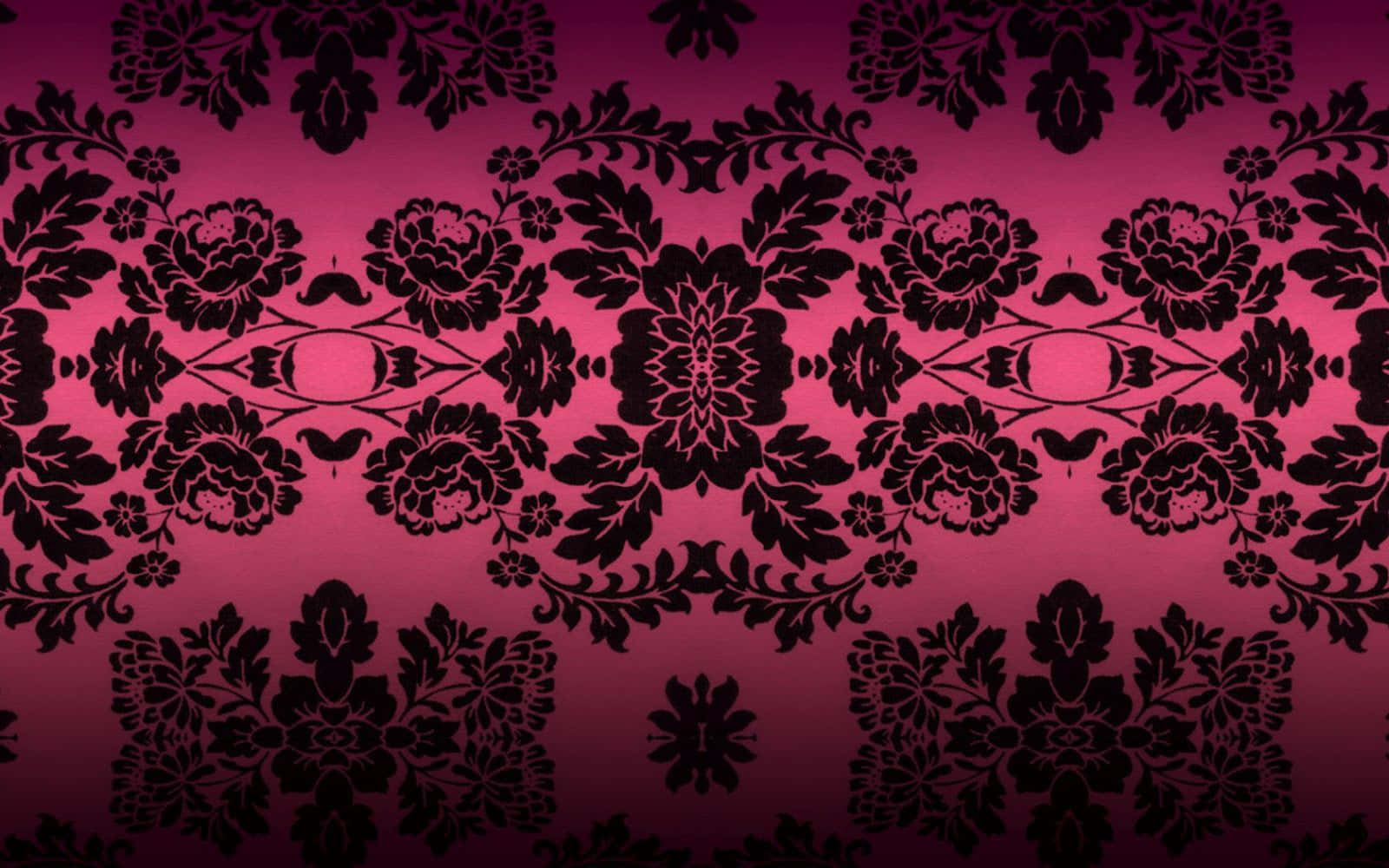 Floral Damask Seamless Pink And Black Background