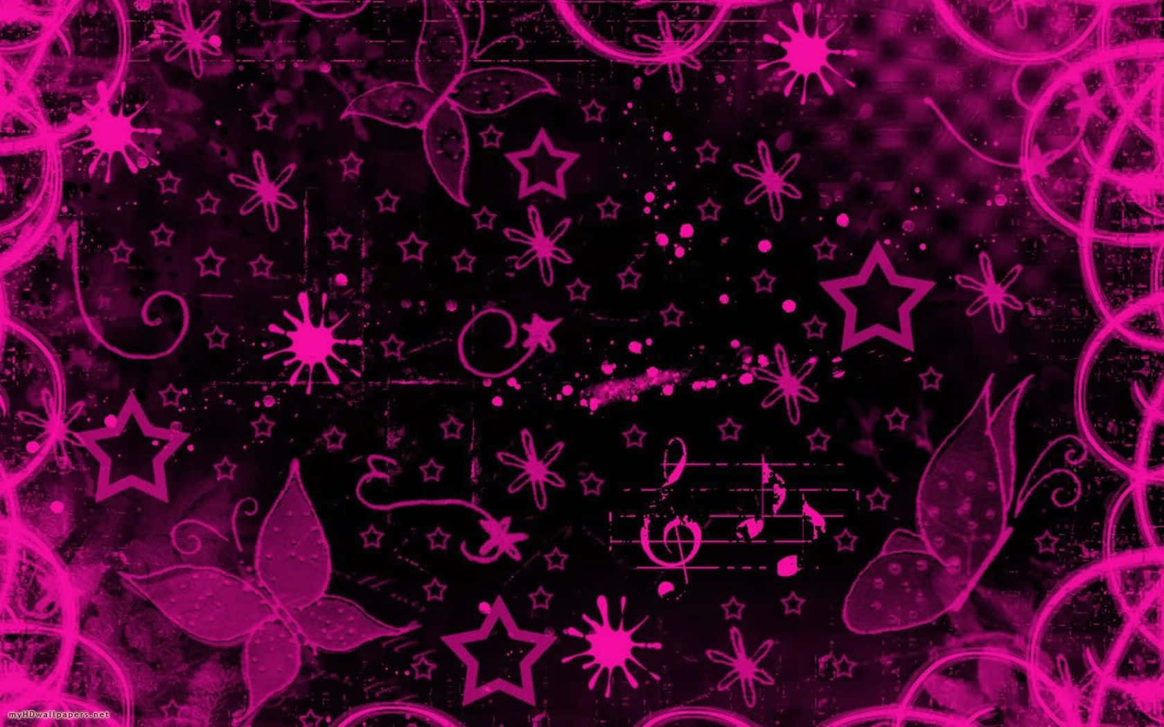 Emo Themed Digital Art Pink And Black Background