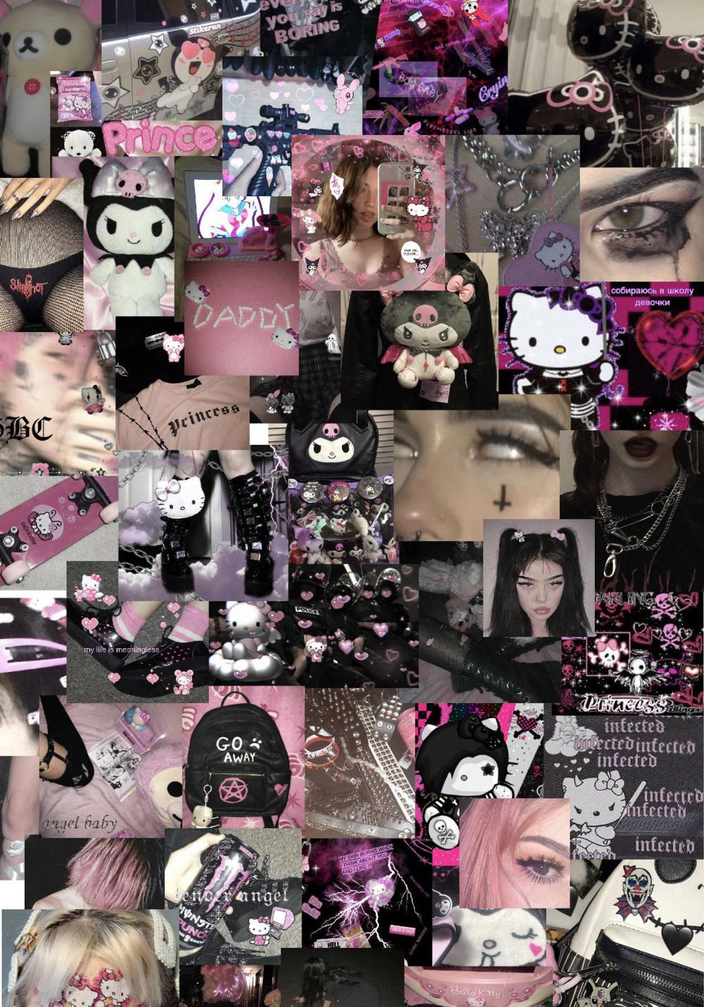 Pink And Black E-Girl Aesthetic Phone Wallpaper