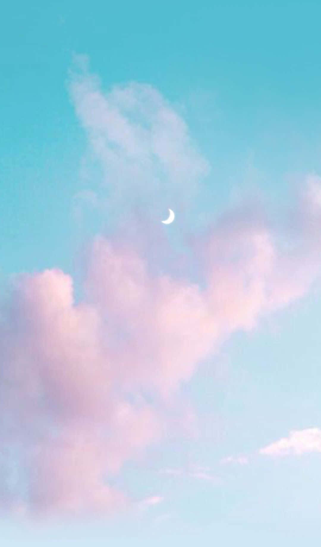 Moon Pink And Blue Aesthetic Wallpaper