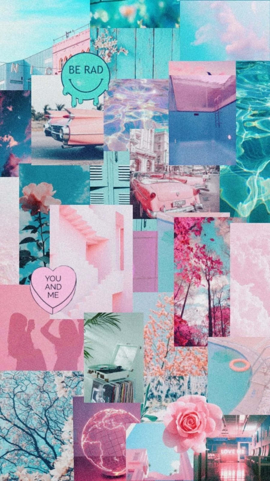 Pinkund Blau Ästhetische Collage Wallpaper