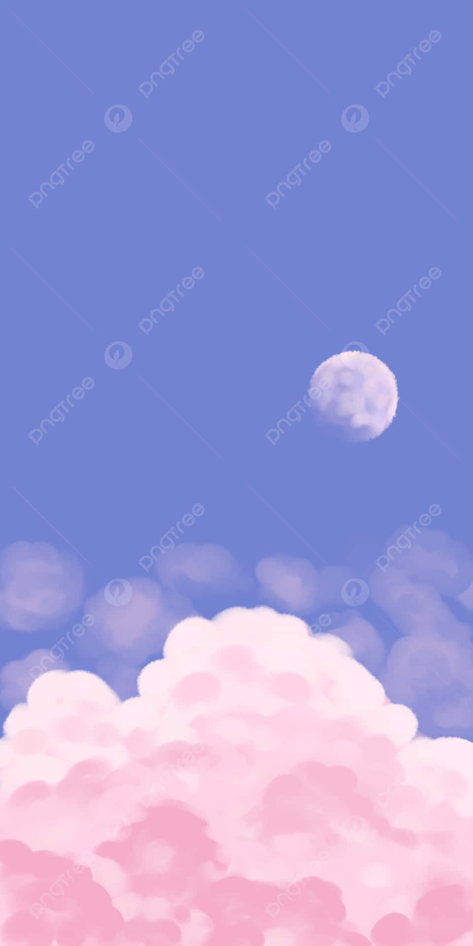 Pastel Sky with Rosy Pink and Sky Blue Clouds Wallpaper