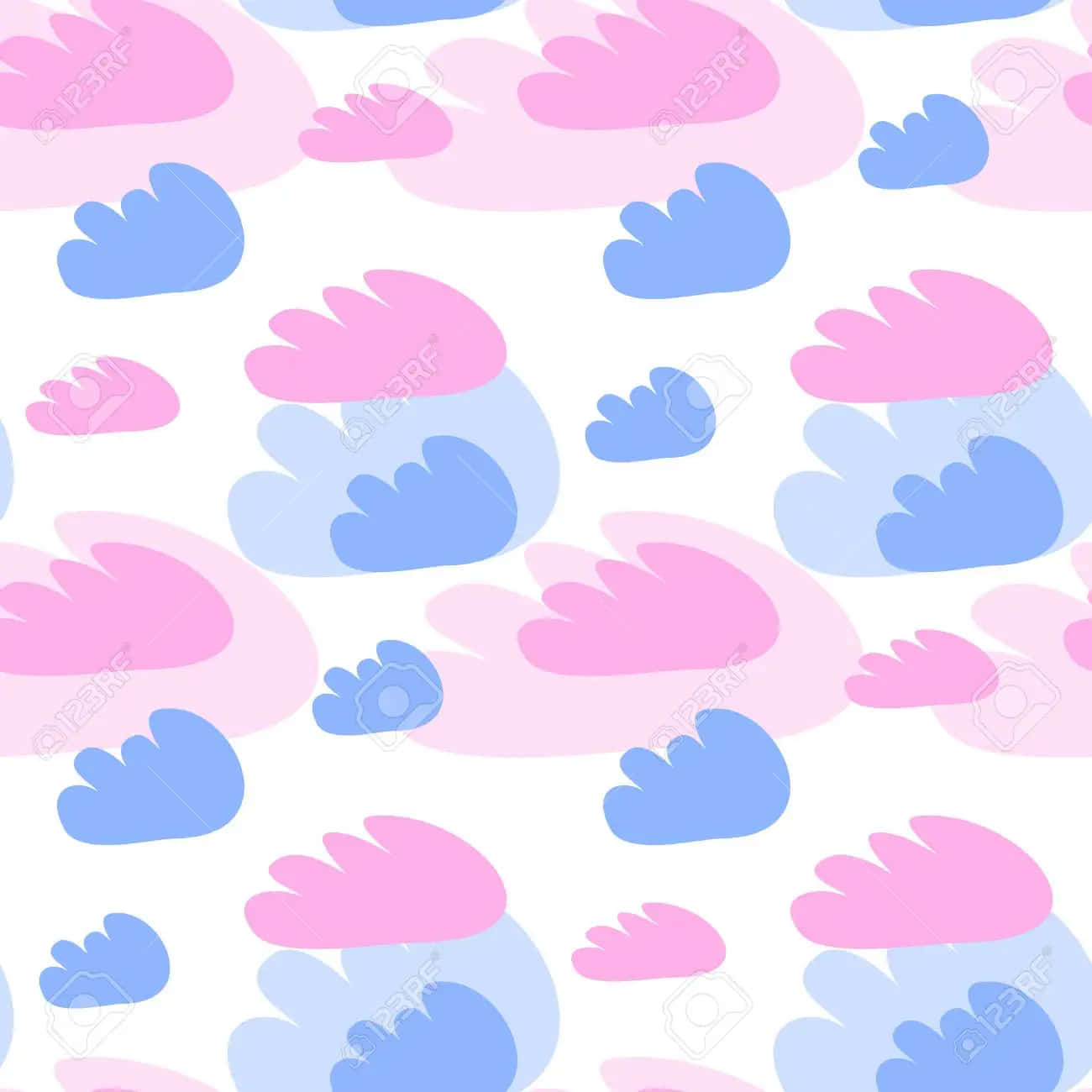 Rosaund Blaue Wolken Nahtloses Muster Wallpaper