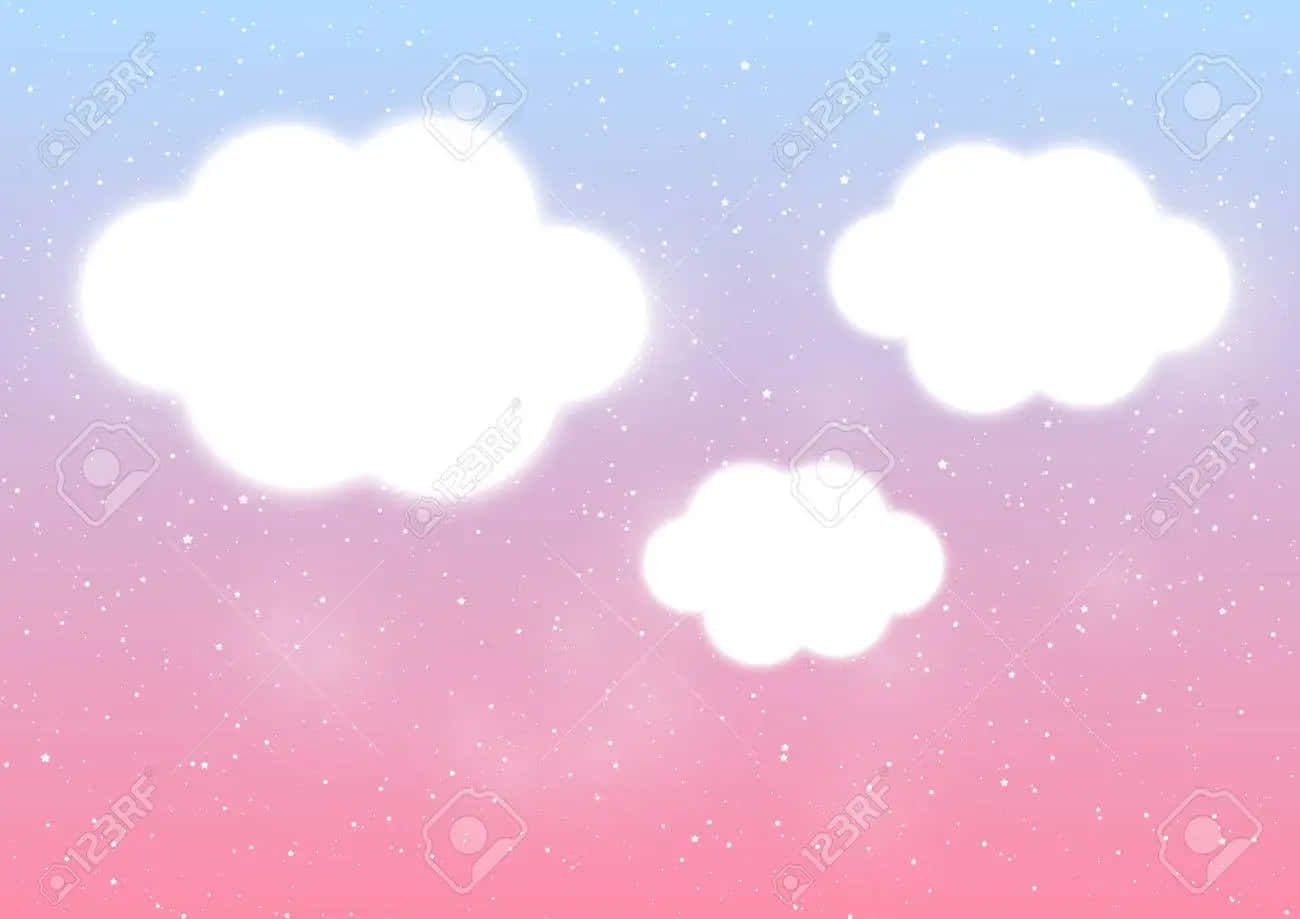 Three Pink And Blue Clouds Wallpaper